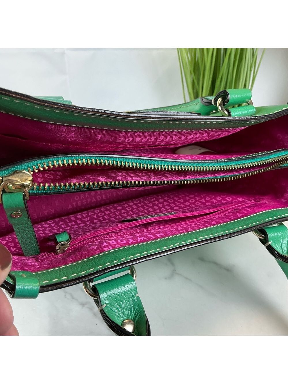 Kate Spade Quinn Wellesley Vibrant Green Satchel Crossbody Hand Bag Fall Spring‎ - Picture 11 of 13